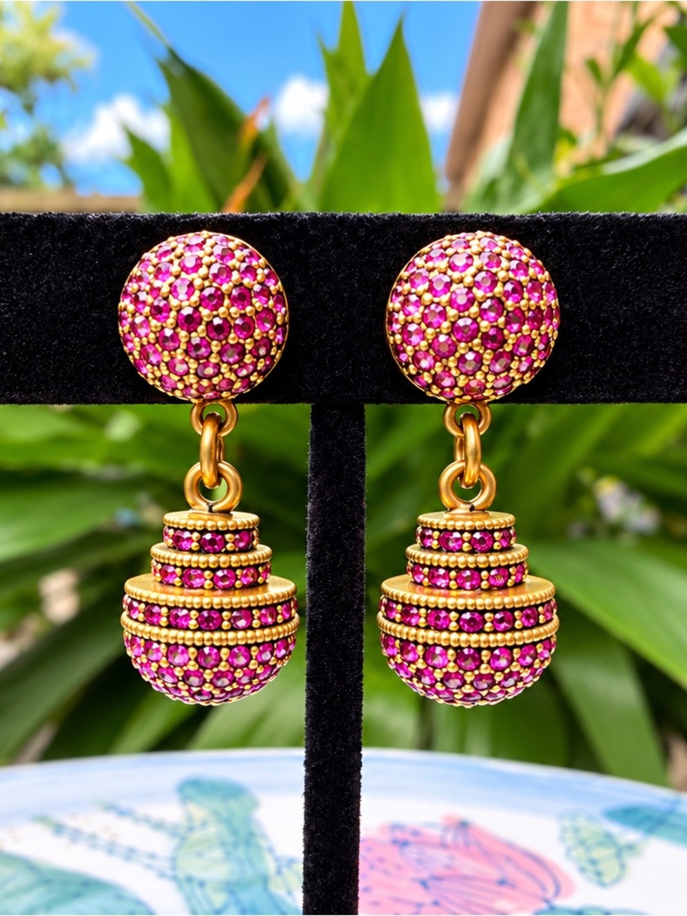 Rare Vintage Heidi Daus Pink Crystal Drop Statement Earrings – Pristine